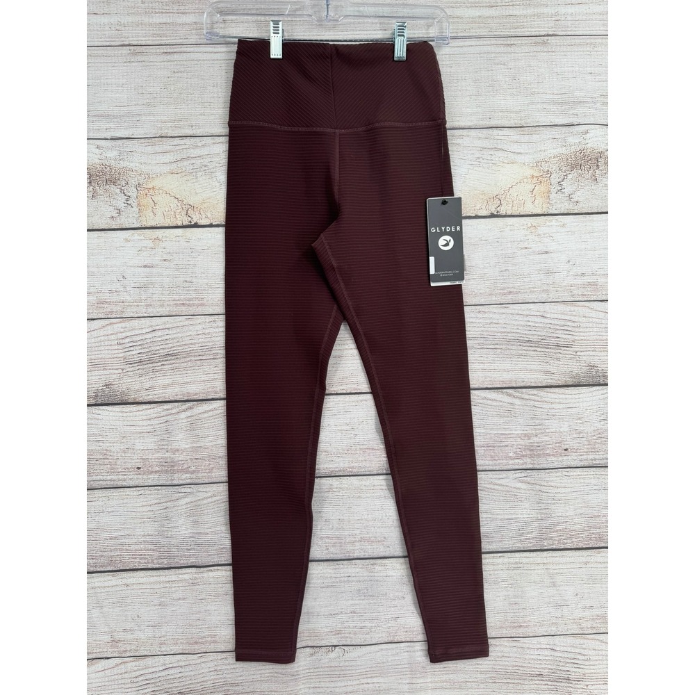 Glyder Charge Legging Women XS Deep Plum Ribbed High Rise Activewear